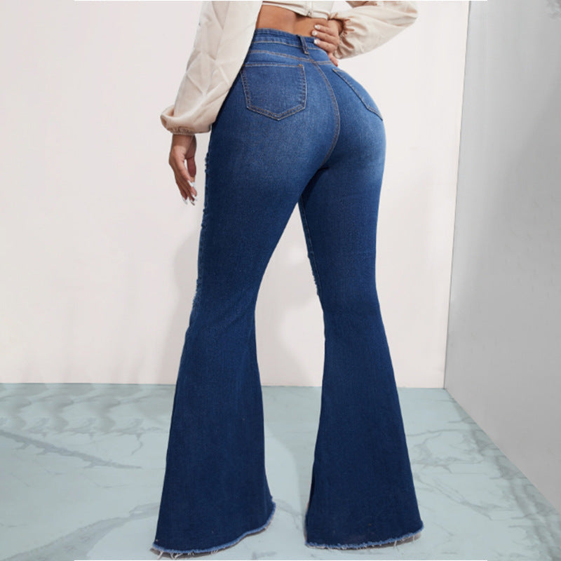 High-Waisted Stretchy Flared Jeans for petite women