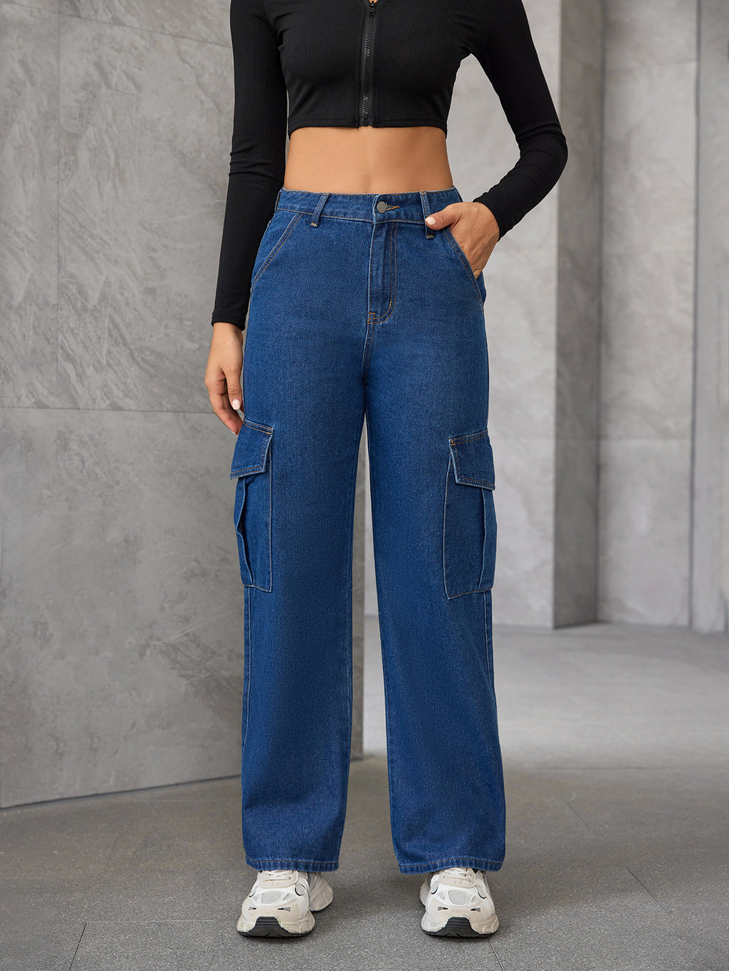 Women's Dress Jeans Washed Loose Design High Waist Slimming