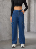 Women's Dress Jeans Washed Loose Design High Waist Slimming