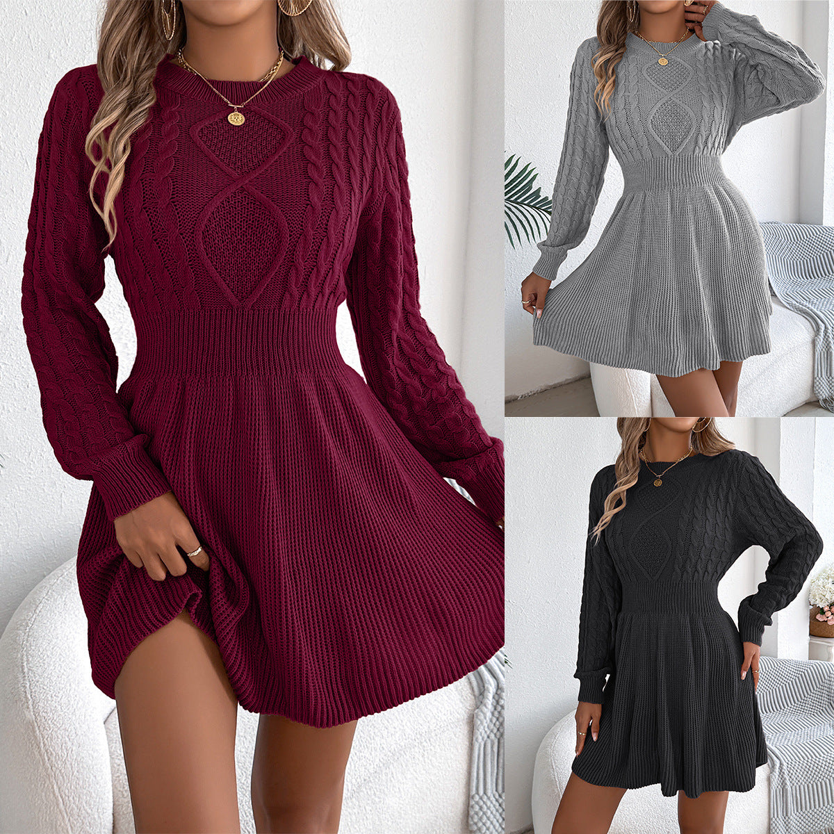 Lantern Long Sleeve Sweater dress